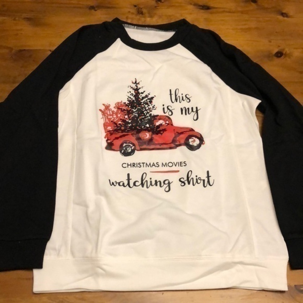 Holiday Christmas movie watching shirt baseball style New